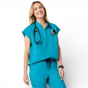 FIGS Rafaela Oversized Sleeveless Scrub Top Teal Blue XL Technical Collection